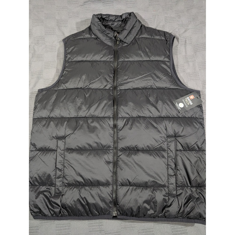 Swiss Tech Mens Black Puffer Vest Water Repellent PeakBlast XL 46-48 NWT